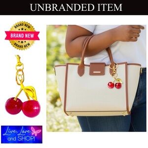 🍒 RED Cherry Keychain 🍒, Fashionably Delicious Summer Fruit Pendant Keyring